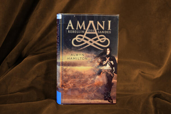 Foto des Buches "Amani - Rebellin des Sandes". Das Cover zeigt ein M&auml;dchen in western-artiger Kleidung mit Pistolengurten vor einem W&uuml;stenhintergrund.