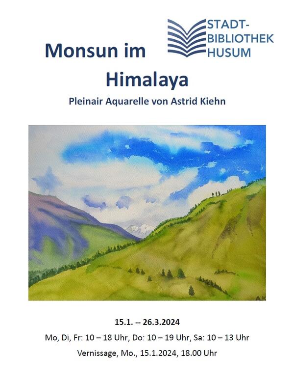 Plakat zur Ausstellung "Monsun im Himalaya" von Astrid Kiehn