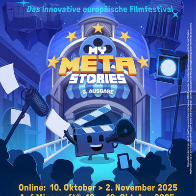 Werbe-Plakat f&uuml;r das Europ&auml;ische Online-Film-Festival "MyMetaStories"  vom 10. Oktober bis zum 2. November 2025.