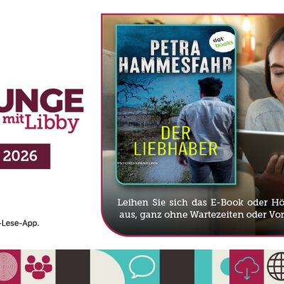 Werbebanner zur Leselounge mit Libby vom 10. bis zum 24. M&auml;rz 2026.
